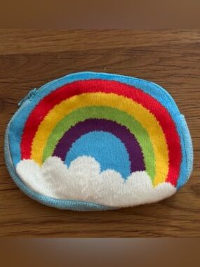 Rainbow Plush Coin Purse Zip Pouch Mini AirPods Makeup Accessory Case